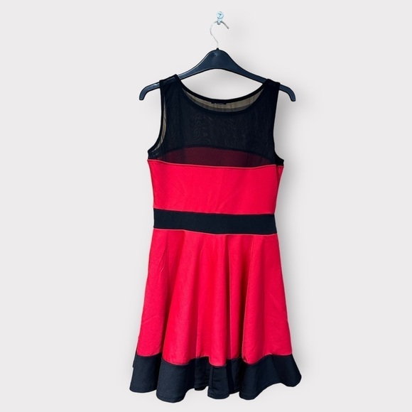 Skater black & red dress mesh detail size 12 used chemistry ladies party - Picture 3 of 14